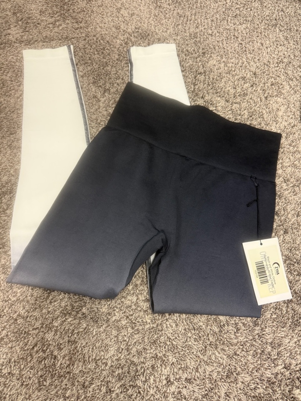 Women's Black Leggings with White Side Panels - High-Waist Active Leggings